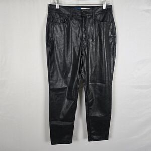 Old Navy Pants Women's 10 Black Faux Leather High Rise O.G. Straight Pockets